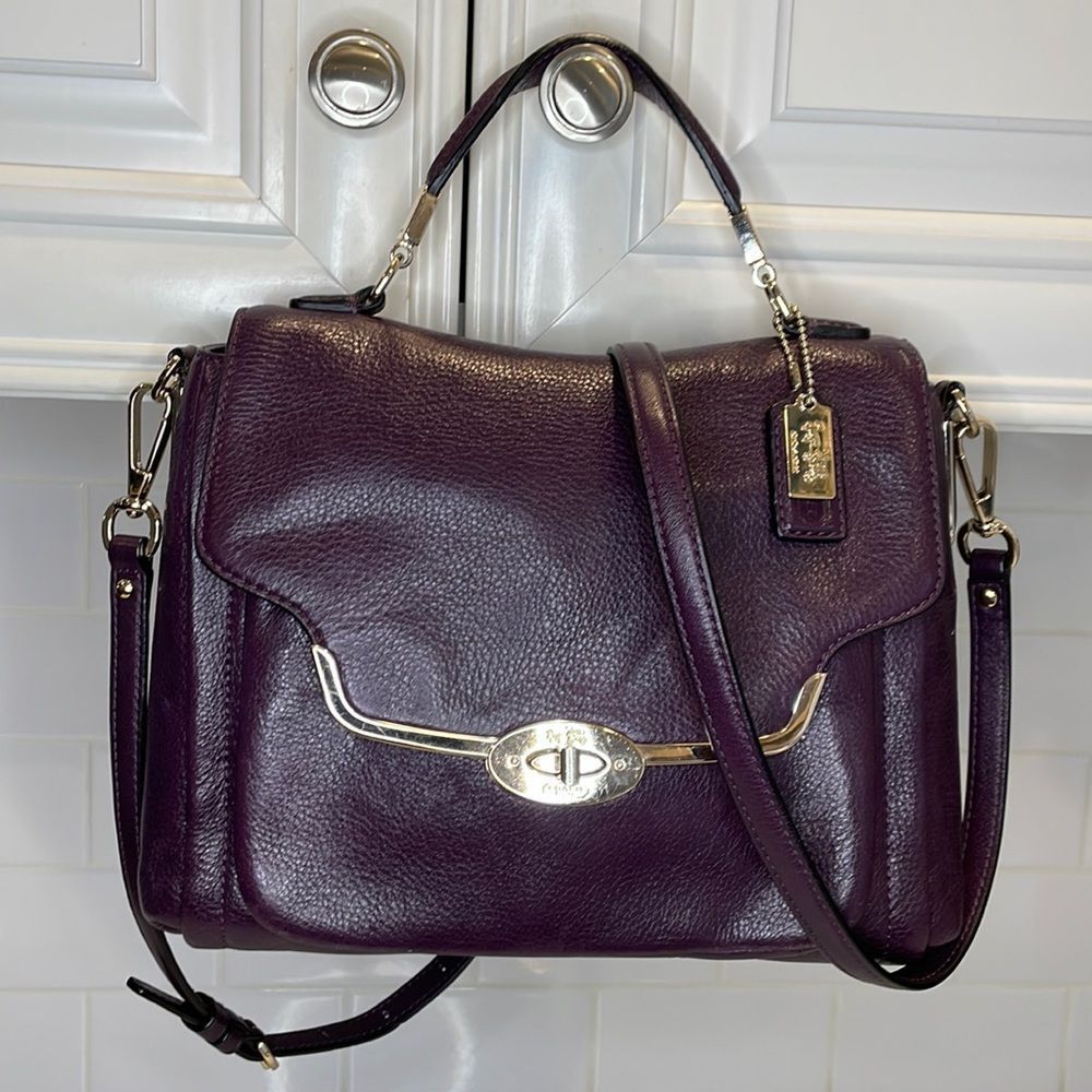 Coach Madison Sadie Flap Leather Crossbody Convertible Satchel Bag